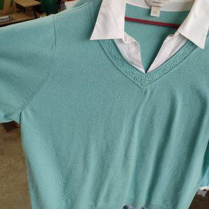 knit sweater with attached collar